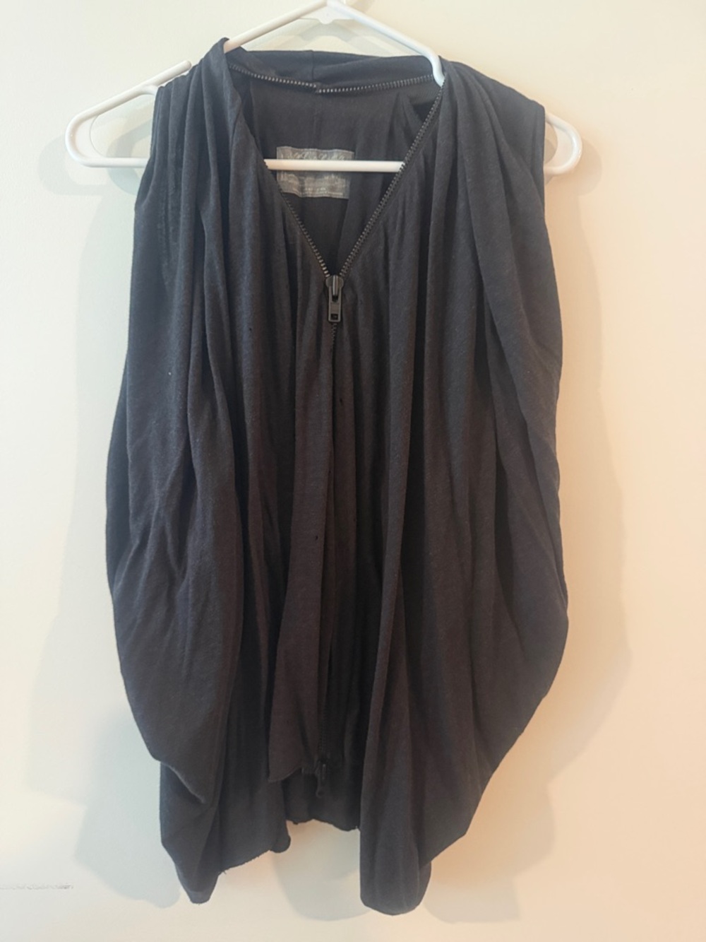 All saints Women’s Black Draped Zip-Front Top